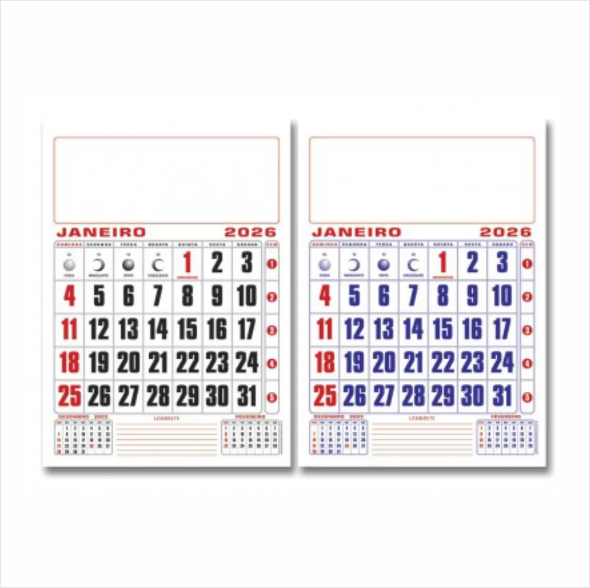 Calendário de Parede Grande Mensal